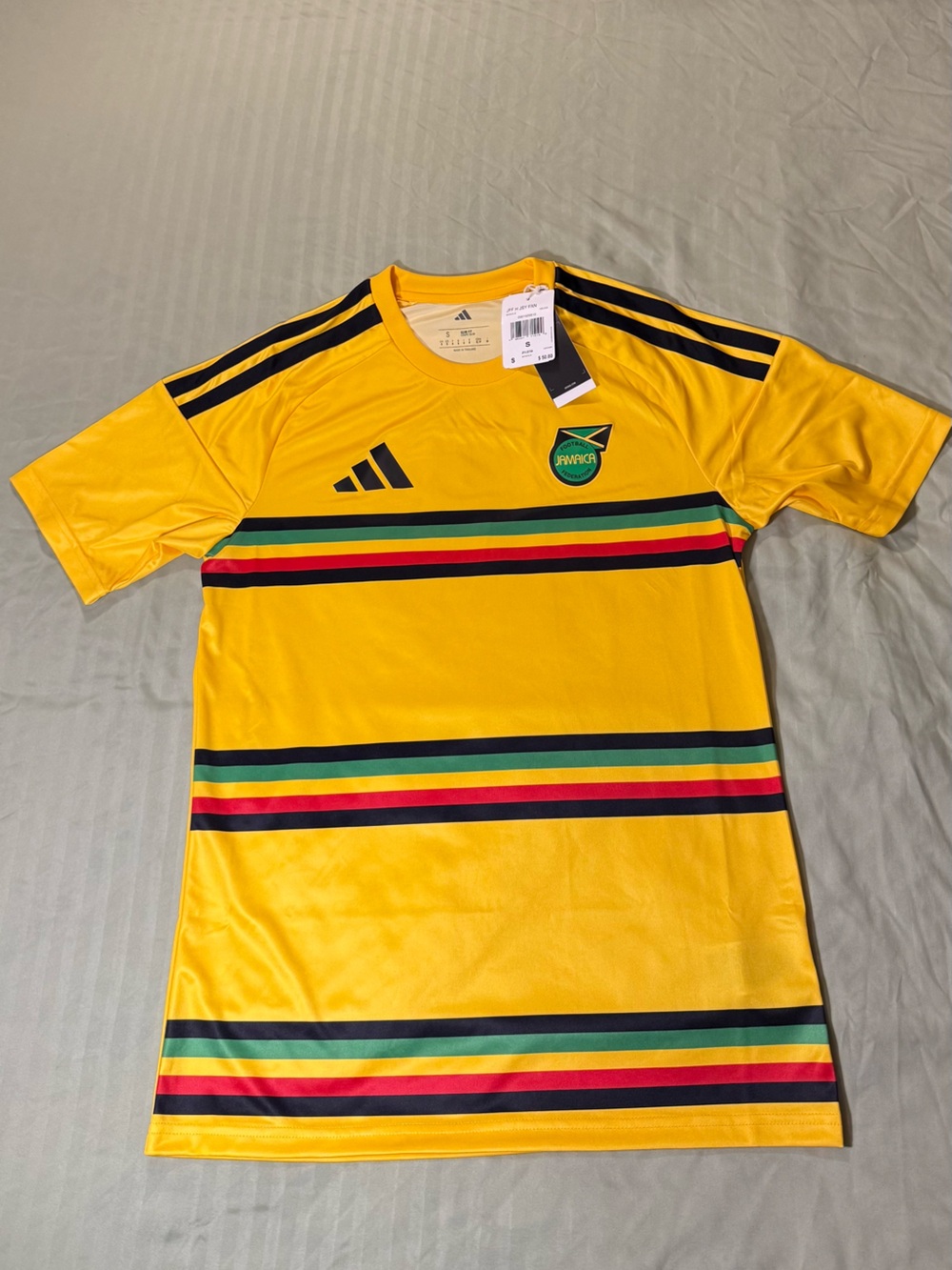 adidas Yellow Jamaica Stripe Soccer Jersey